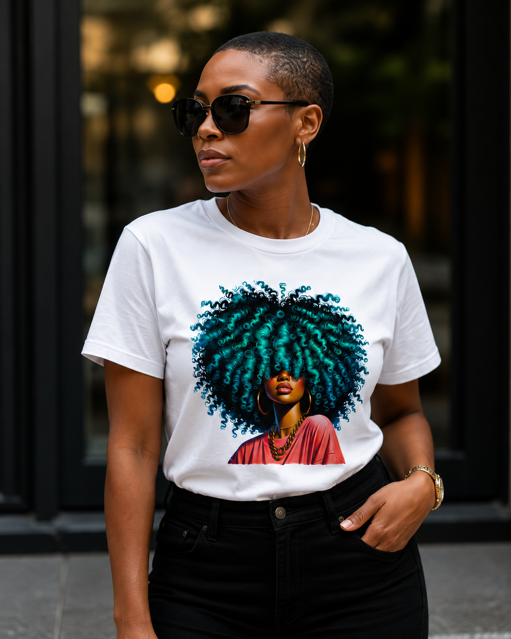 Emerald Energy Curls Portrait Tee