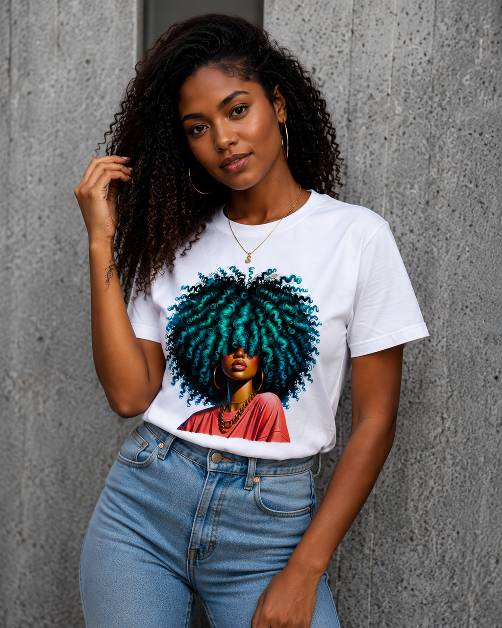 Emerald Energy Curls Portrait Tee