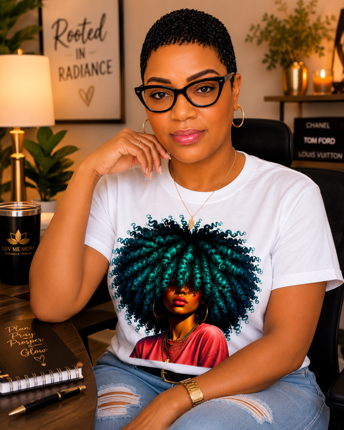 Emerald Energy Curls Portrait Tee