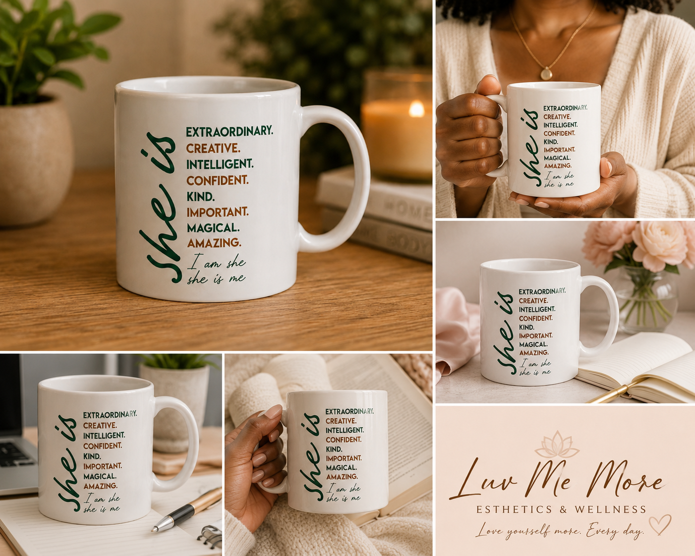 She Is Affirmation Coffee Mug | Inspirational Ceramic Mug