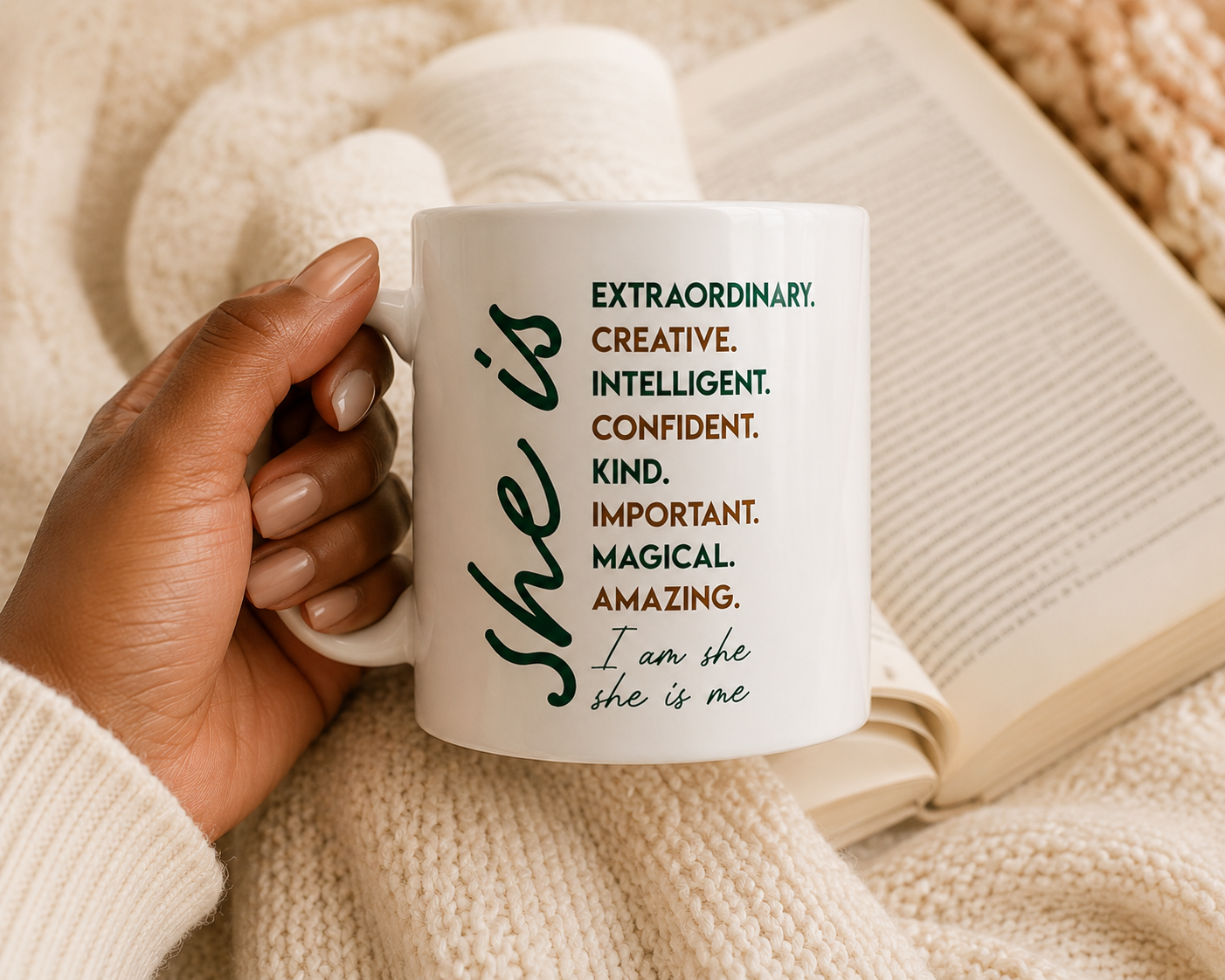 She Is Affirmation Coffee Mug | Inspirational Ceramic Mug